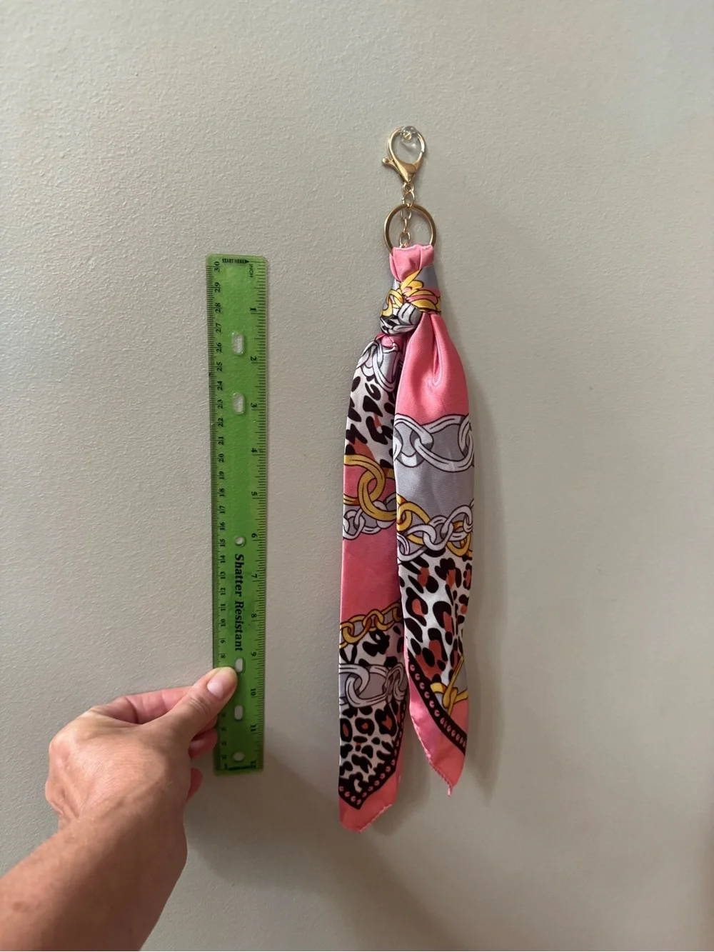 Pink Chain & Leopard Print Scarf Keychain or Bag Charm